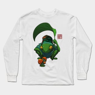 A Frog and His Son Inspecting Mushroom Drawing Long Sleeve T-Shirt